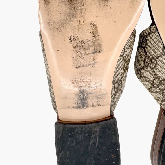 Gucci Blondie GG Flat Thong Sandals Beige Monogram Leather Size 37 US 7 Women - Picture 13 of 15